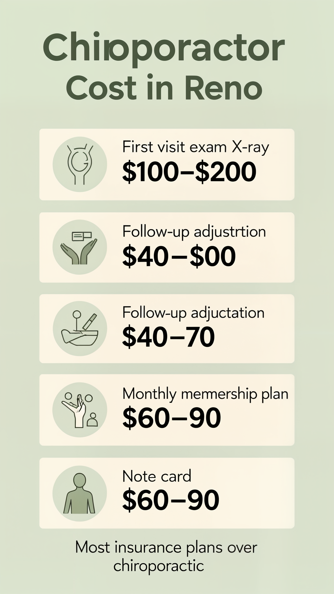 Chiropractor cost in Reno infographic